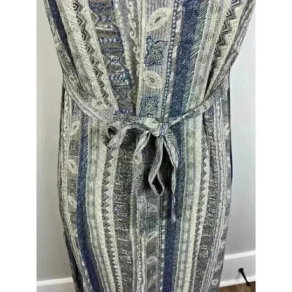 Vtg 90's Y2K Karizma Maxi Dress Abstract Print Tie Sleeveless Art Women's M - Picture 4 of 12